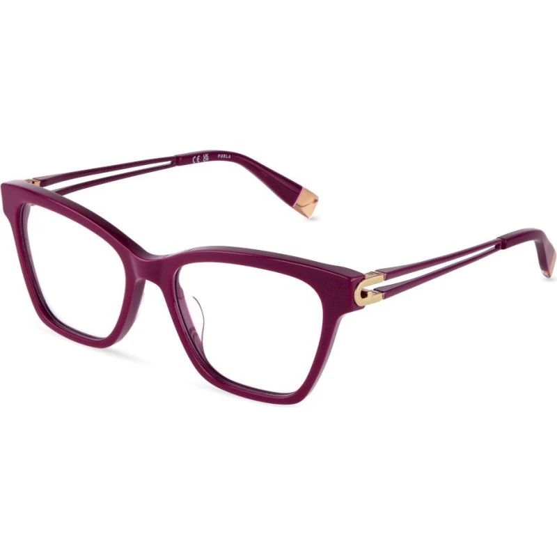 Furla VFUB05 06UU Montures Optiques Carrées en Acétate Rouge