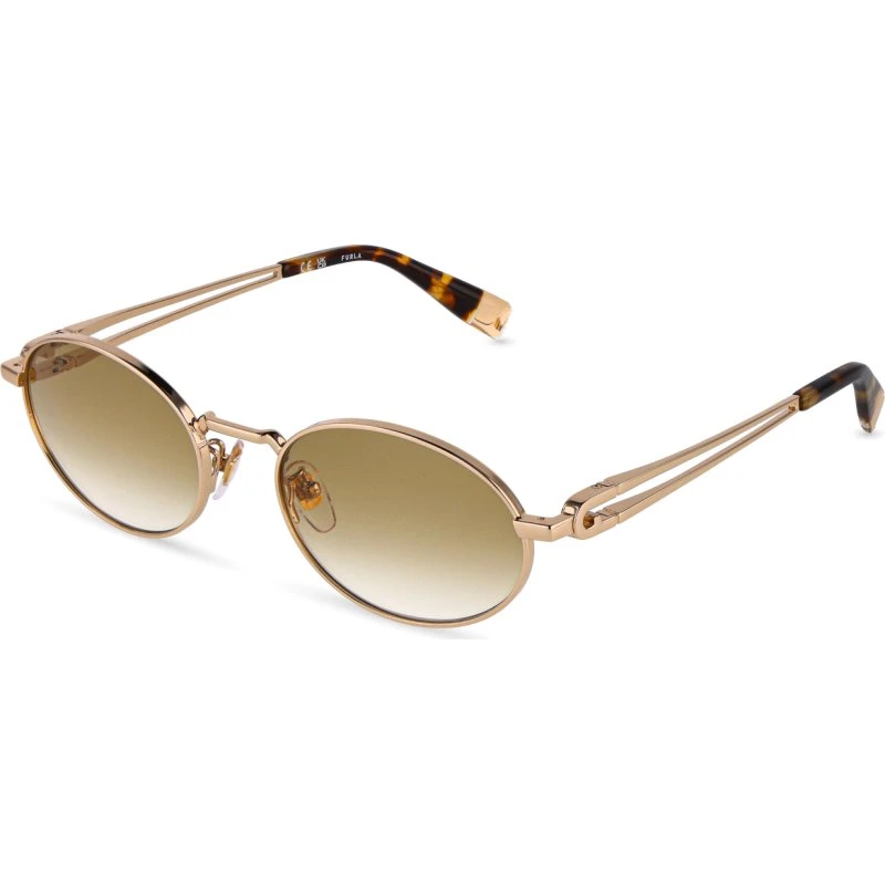 Lunettes de soleil Furla SFUB30 - Monture Métal Or et Verres Verts