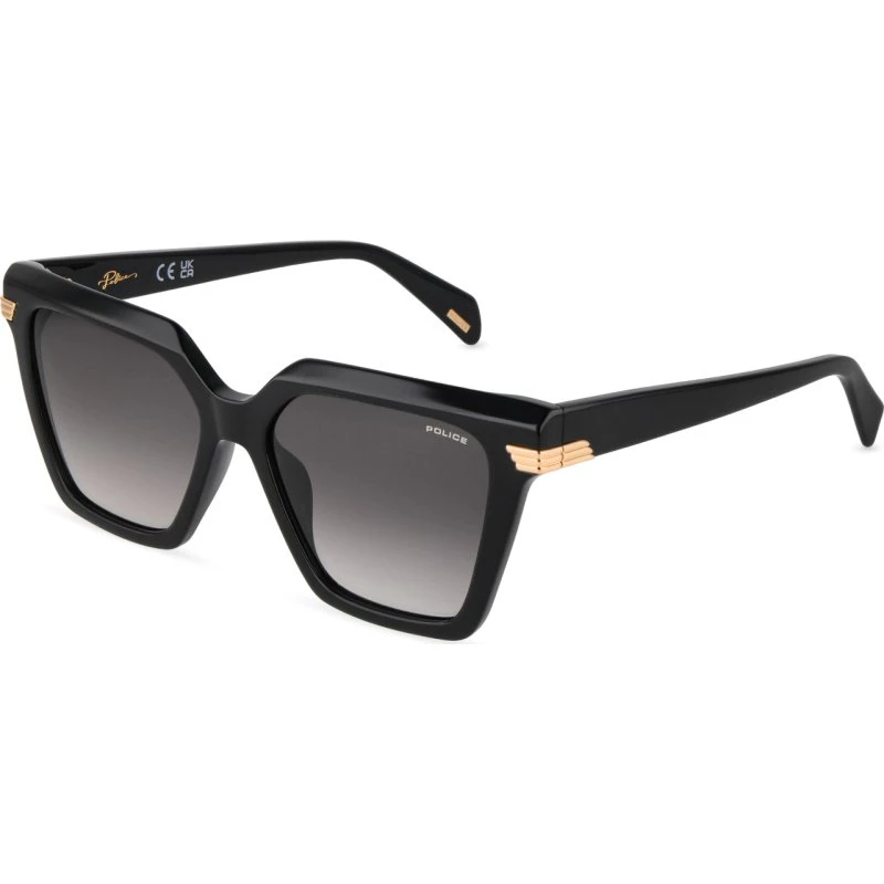 Police SPLU04 AURA 1 Lunettes de soleil Carrées en Acétate Noir