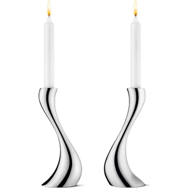 Georg Jensen Cobra Bougeoir Set de 2 – Acier Inoxydable