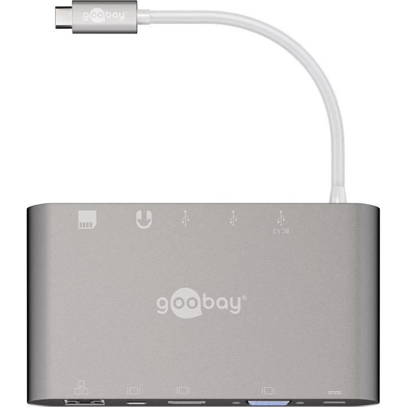 Goobay Adaptateur Multiport USB-C Aluminium 6-en-1 Argent