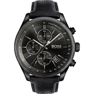 Hugo Boss Grand Prix Chronomètre 1513474 noir cuir surpiqué