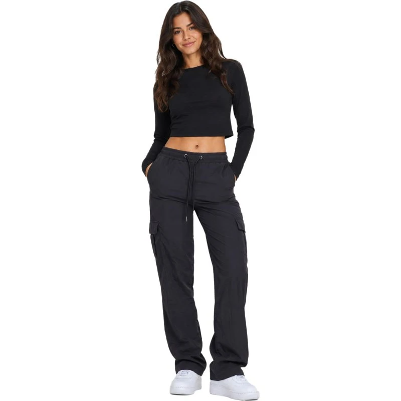 Urban Classics Pantalon Cargo en Nylon pour Femme, Noir