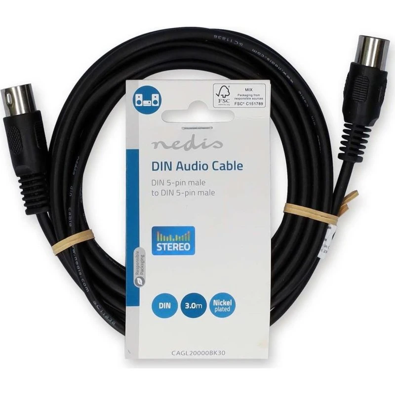 NEDIS Câble DIN 5 broches Mâle-Mâle 3m PVC Noir