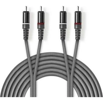 Câble Audio RCA Mâle 2x2 - 1,5 m Gris