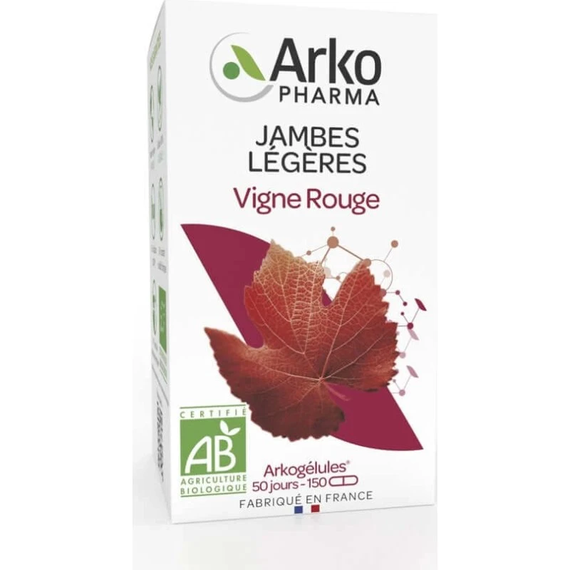 Arkopharma Arkogélules Vigne Rouge Bio - Jambes Légères (150 gélules)