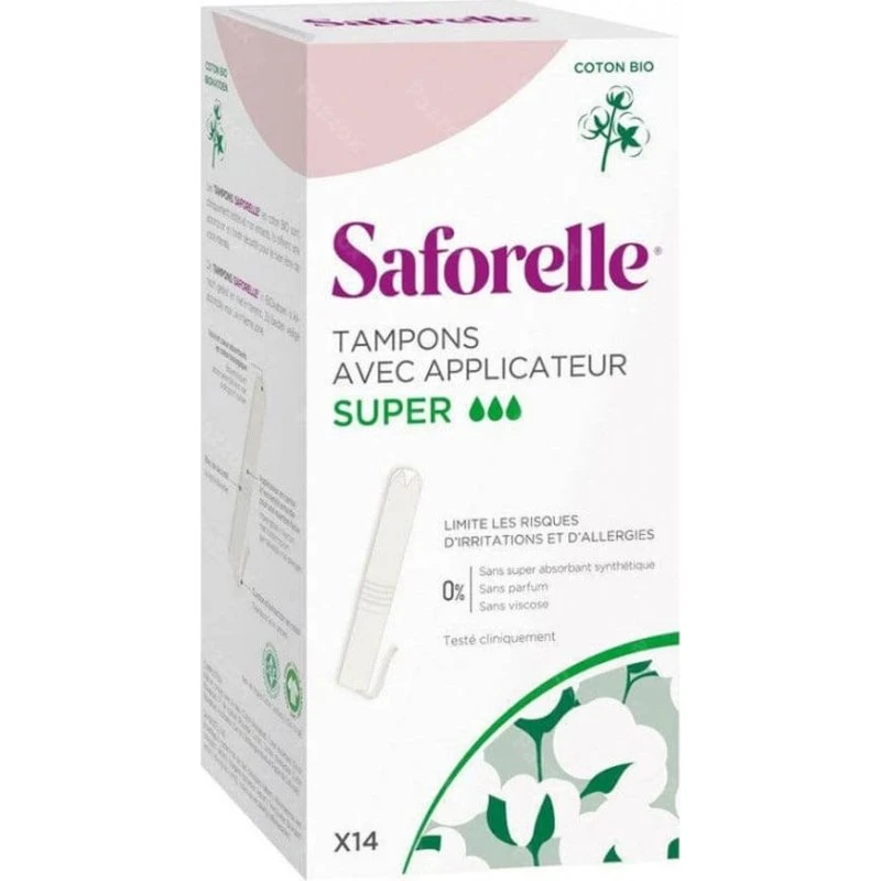 Saforelle Tampons Coton Protect Super avec applicateur bio x14