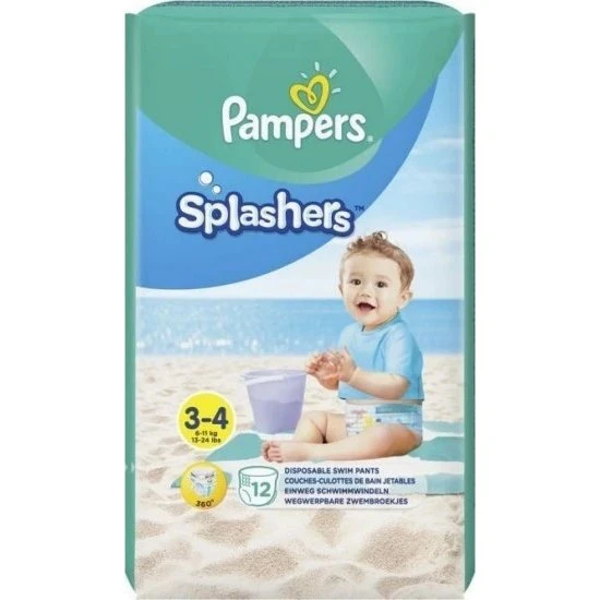 Pampers Splashers Couches de Bain Taille 3-4 (6-11 kg) - 12 pièces