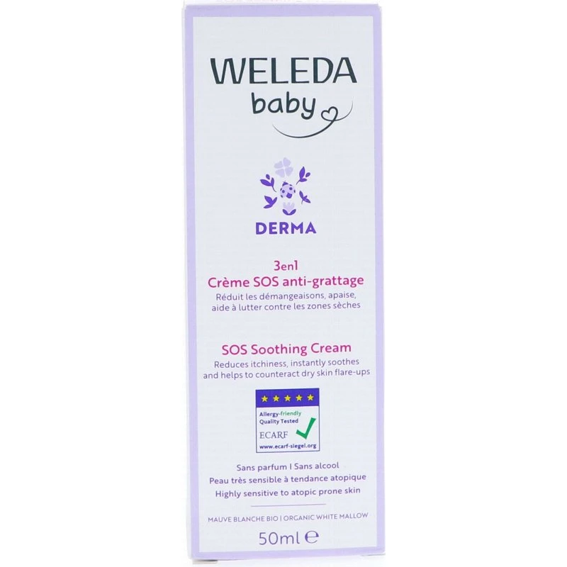 Weleda Baby Derma Crème SOS Anti-Grattage 3en1 Sans Parfum 50ml