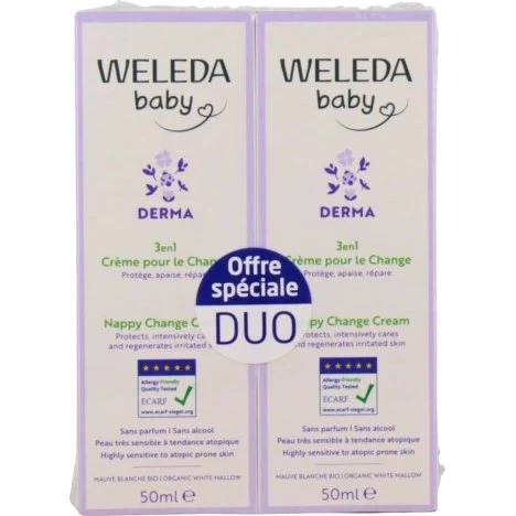 Weleda Bébé Crème pour le change 3en1 Bio mauve blanche
