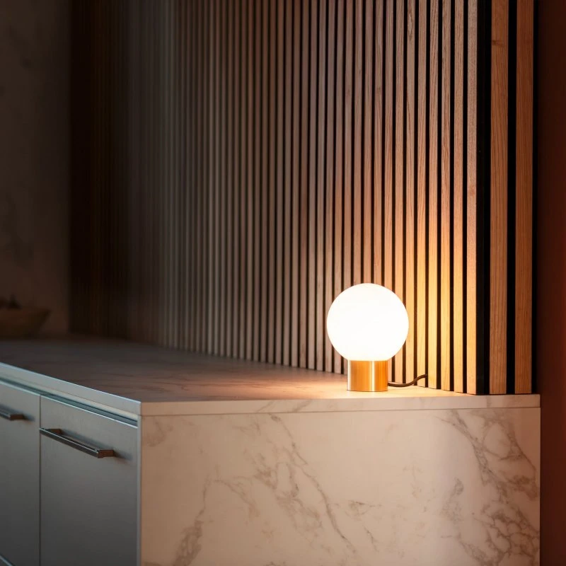 SLV Tiny Sun Lampe à poser, bronze et verre blanc, G9