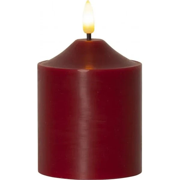 STAR TRADING Bougie LED Flamme 12 cm Rouge en Cire Véritable