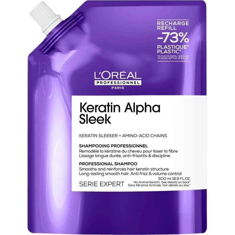 L'Oréal Professionnel Keratin Alpha Sleek Shampoo Refill 500 ml