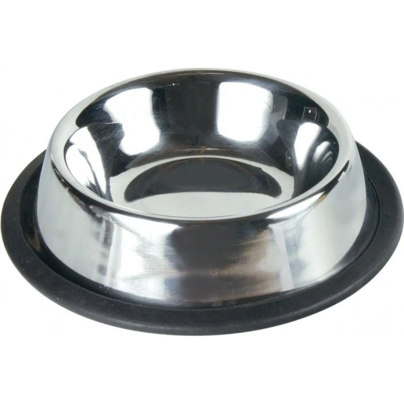 TRIXIE Gamelle inox/caoutchouc 450 ml Ø19 cm