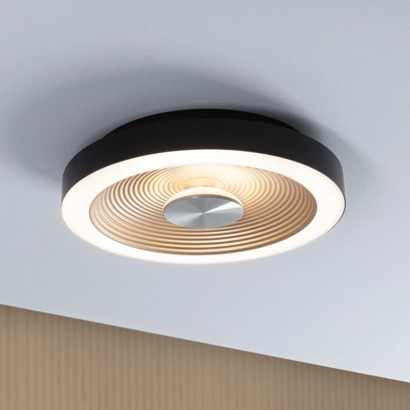 Paulmann Plafonnier LED Volea Noir/Or Ø32cm IP44 Dimmerable