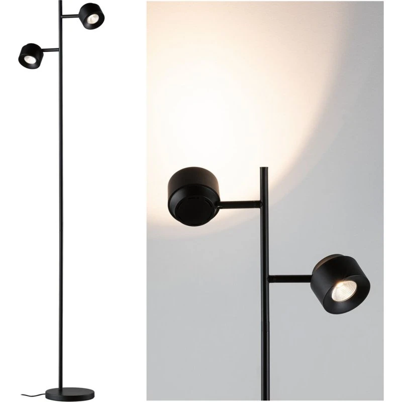 Paulmann Puric Pane 2 Lampadaire LED Noir à Variateur 3 Niveaux