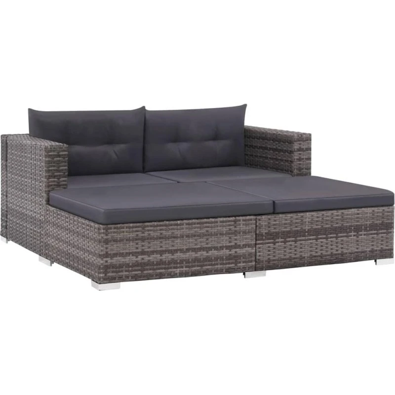 Vidaxl Salon de Jardin 3 pcs Résine Tressée Gris