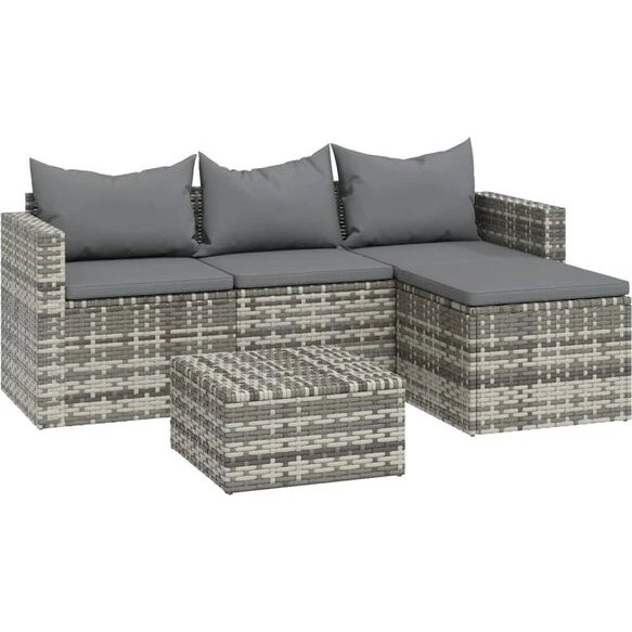 vidaXL Salon de jardin 3 pcs Gris résine tressée 362331