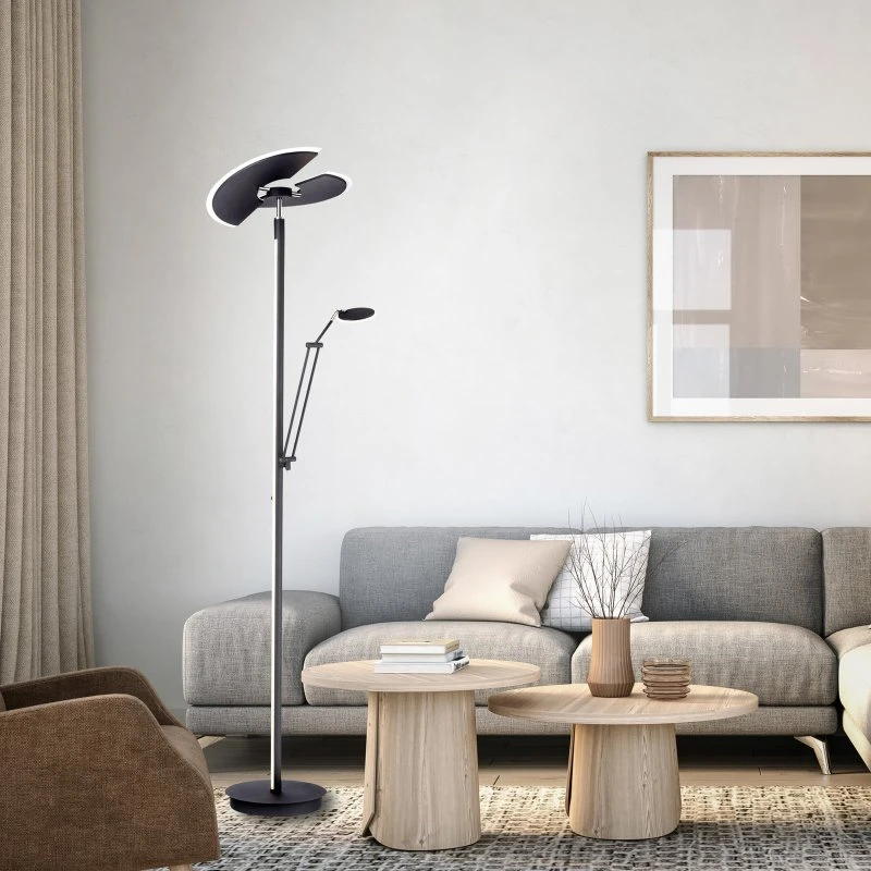 Lampadaire LED PURE Mutil Graphite avec Bras de Lecture et CCT