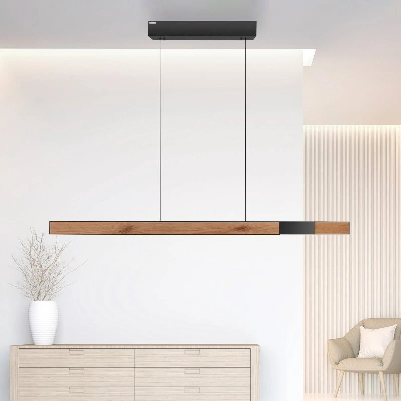 Paul Neuhaus PURE Moto-Rise - Suspension LED Chêne et Noir Perle