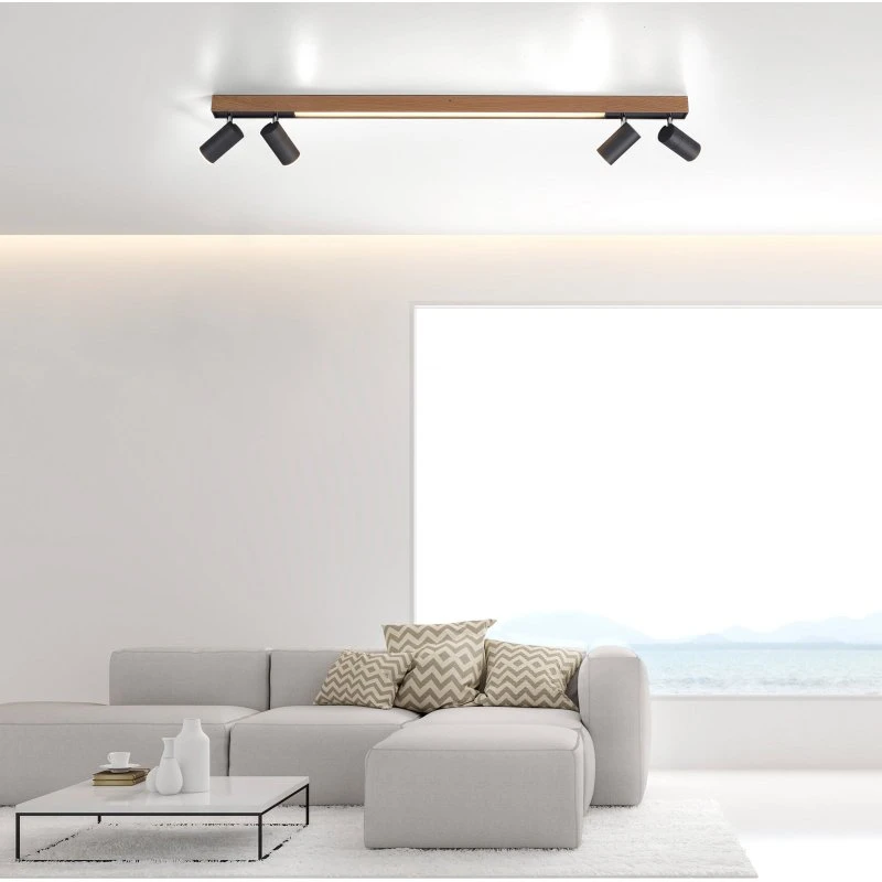 Paul Neuhaus Plafonnier LED PURE Lines Spot 120 cm Chêne/Graphite