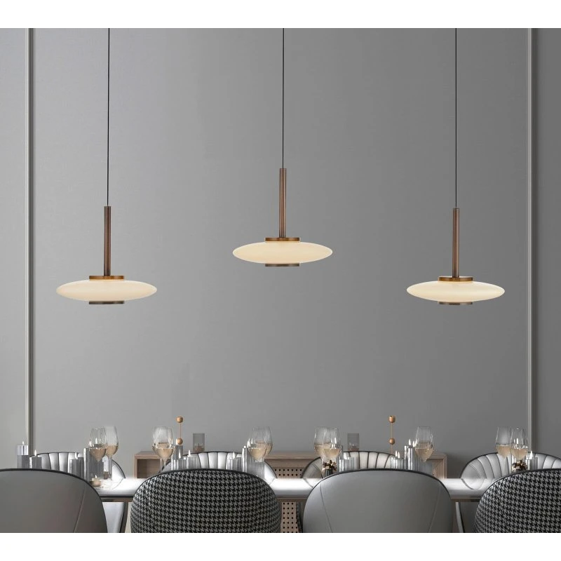 Suspension LED Vitrum PURE, Marron/Opale, 3 Lampes