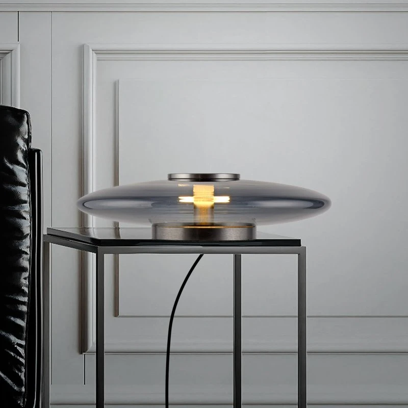 Lampe de table LED Vitrum PURE - Grise - Verre et Aluminium