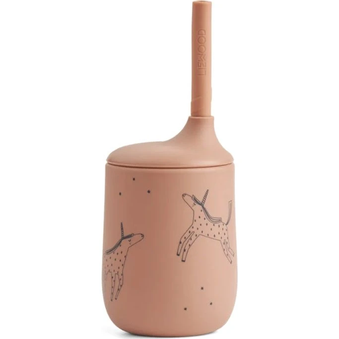 Liewood Gobelet Silicone avec Paille Licorne Pale Toscany