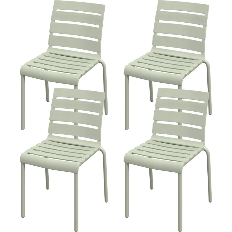 Outsunny Lot de 4 chaises de jardin empilables vert 42x54x78 cm