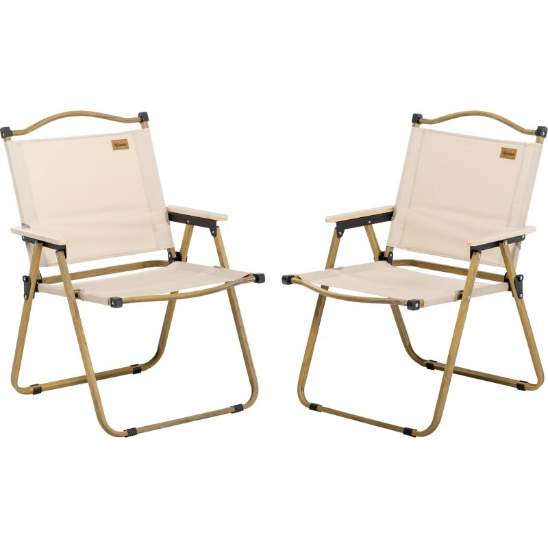 Outsunny Lot de 2 chaises pliantes camping tissu Oxford acier kaki