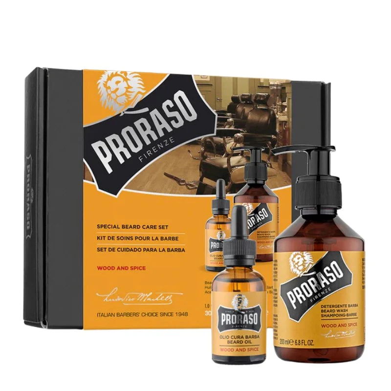 Proraso Coffret Cadeau Huile & Shampoing Barbe Wood & Spice