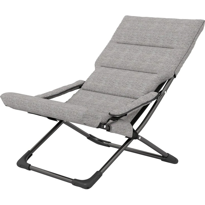 Outsunny Chaise de Jardin Pliable - Tissu Gris - Acier Noir