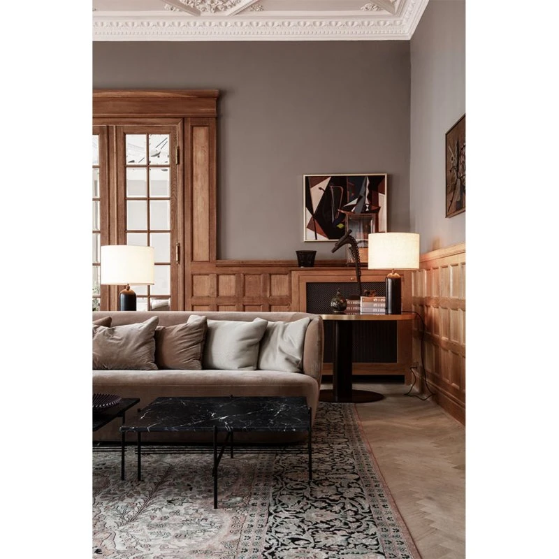 GUBI Gravity Lampe à Poser - Petit - Marbre Gris et Abat-jour Blanc