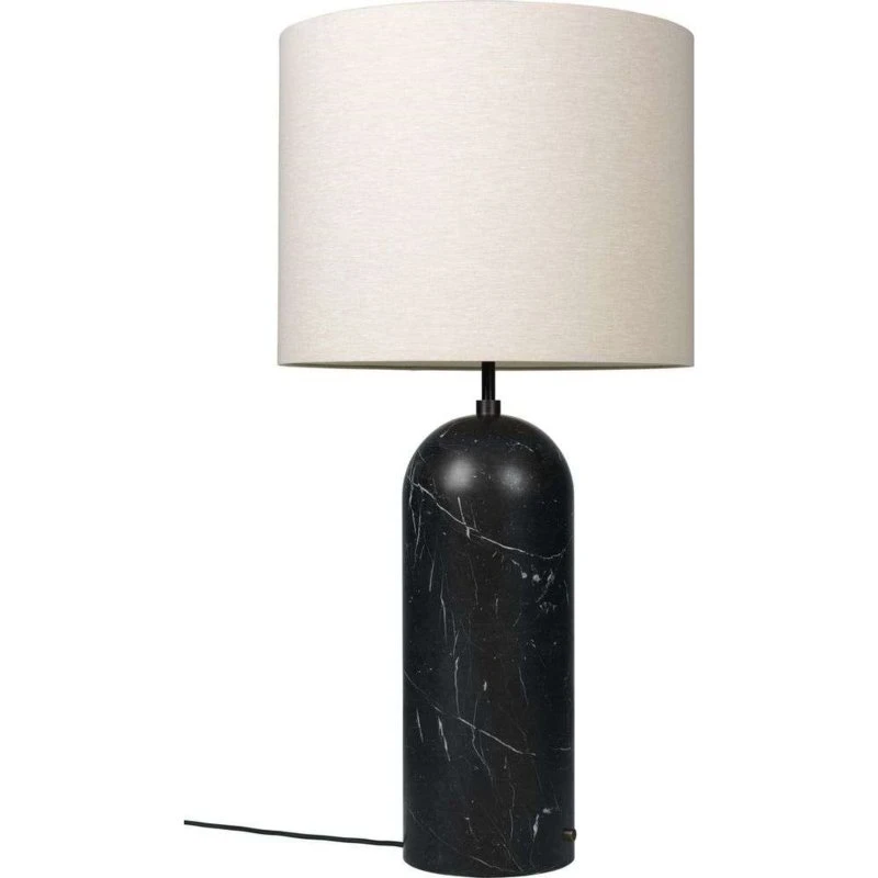 GUBI Lampadaire Gravity Low XL Noir et Marbre avec Abat-jour en Toile