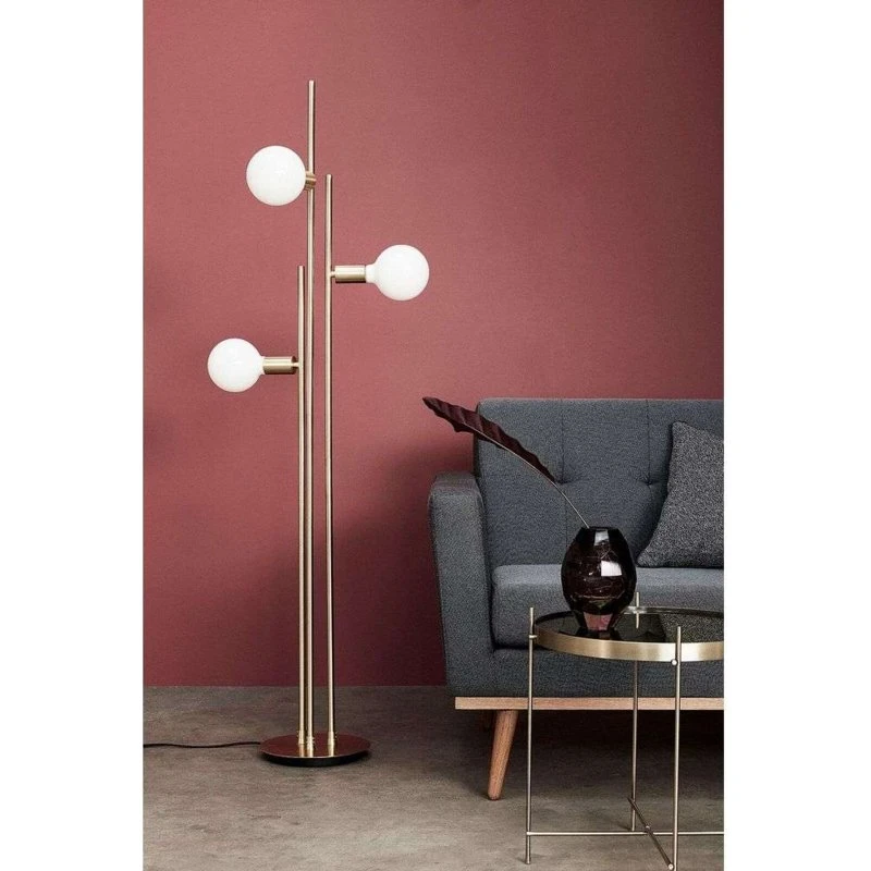 Lampadaire Hübsch Balance - Laiton et Verre Opal