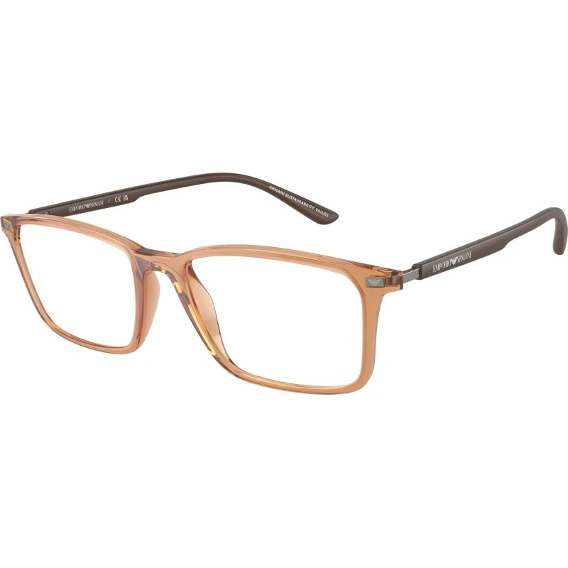 Emporio Armani EA3237 6110 Lunettes Optiques Carrées Marron Transparent