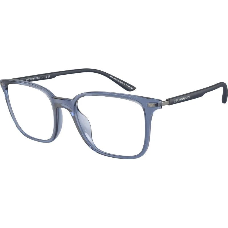 Emporio Armani EA3242U 6108 Lunettes Optiques Carrées Bleu Transparent