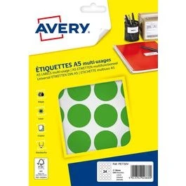 Avery PET30V Pastilles Vertes Ø 30 mm (240 unités)
