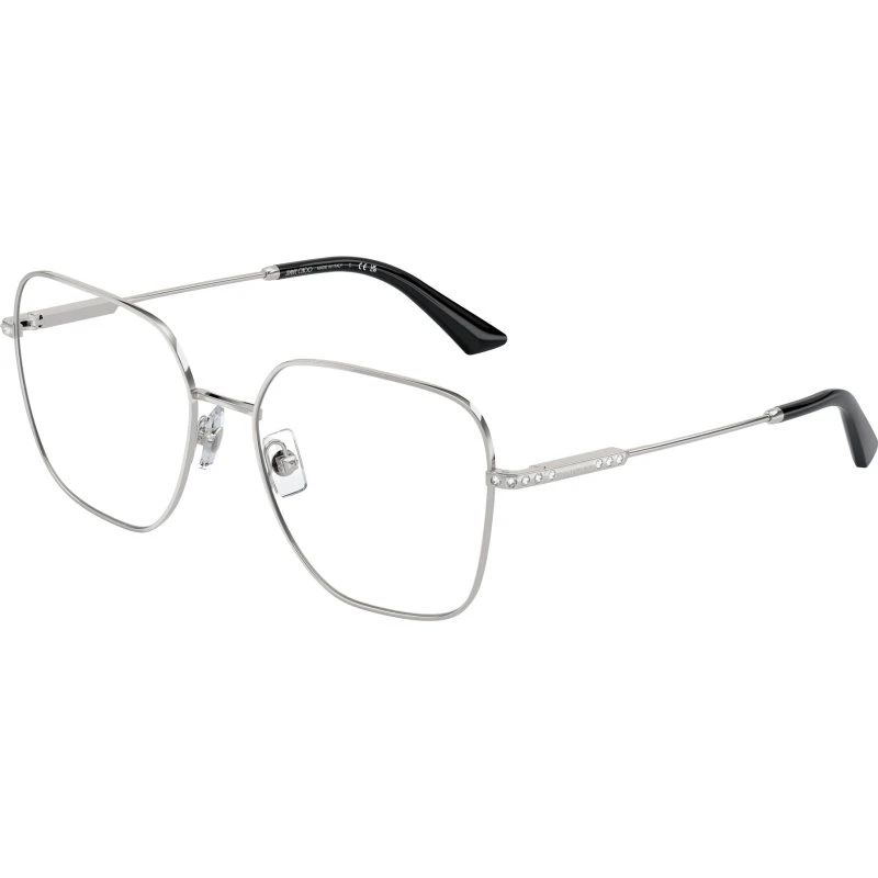 Jimmy Choo JC2001B - Montures Optiques Carrées en Métal Argent