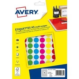 AVERY Pastilles Imprimables Ø15 mm - 672 unités - Coloris Assortis