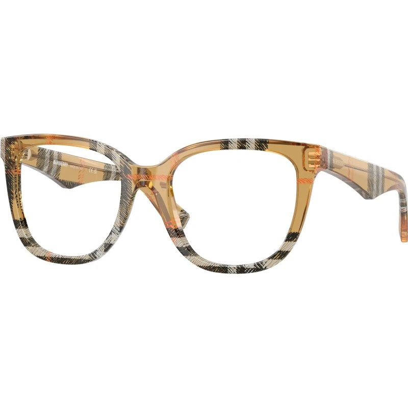 Burberry BE2415 Montures Optiques Carrées en Acétate Marron Transparent
