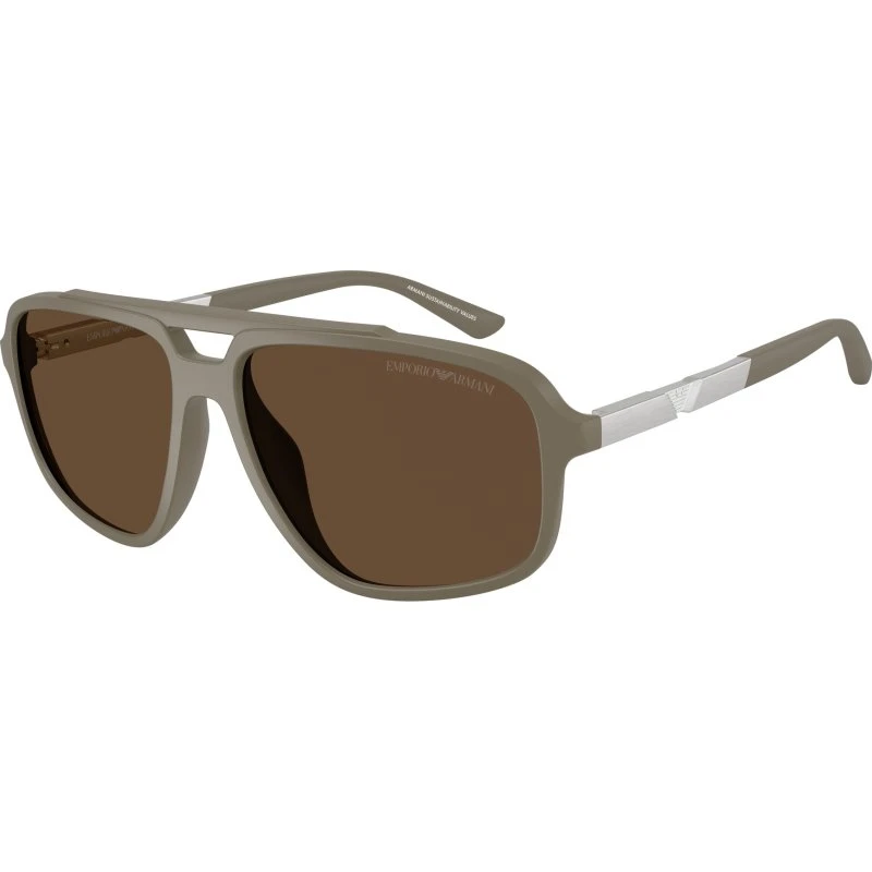 Emporio Armani EA4236U Lunettes de Soleil Pilote Marron pour Homme