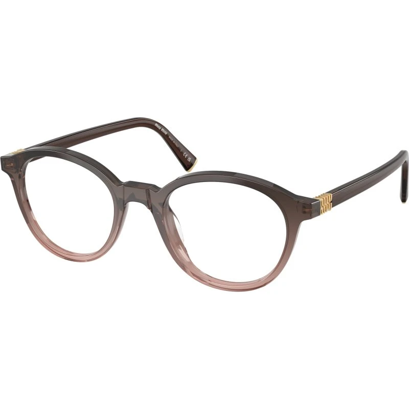 Miu Miu MU 02WV 25C1O1 Lunettes Optiques Rondes en Acétate Rouge