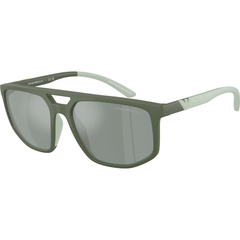Emporio Armani EA4248U Lunettes de Soleil Pilote Vert Miroir Homme