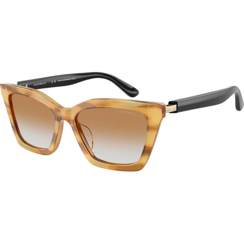 Emporio Armani EA4250U Lunettes de Soleil Papillon Jaune et Marron