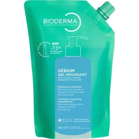 Bioderma Sébium Gel Moussant Purifiant Éco-Recharge, 400 ml