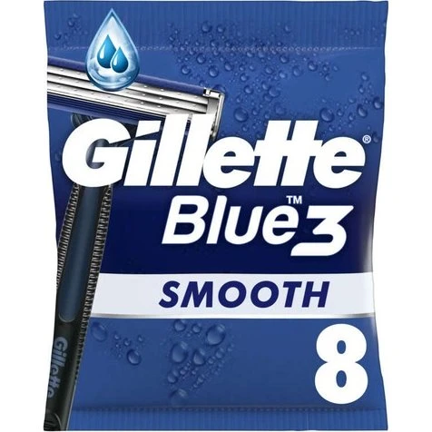 Gillette Blue3 Smooth Rasoir Jetable 3 Lames Tête Pivotante x8