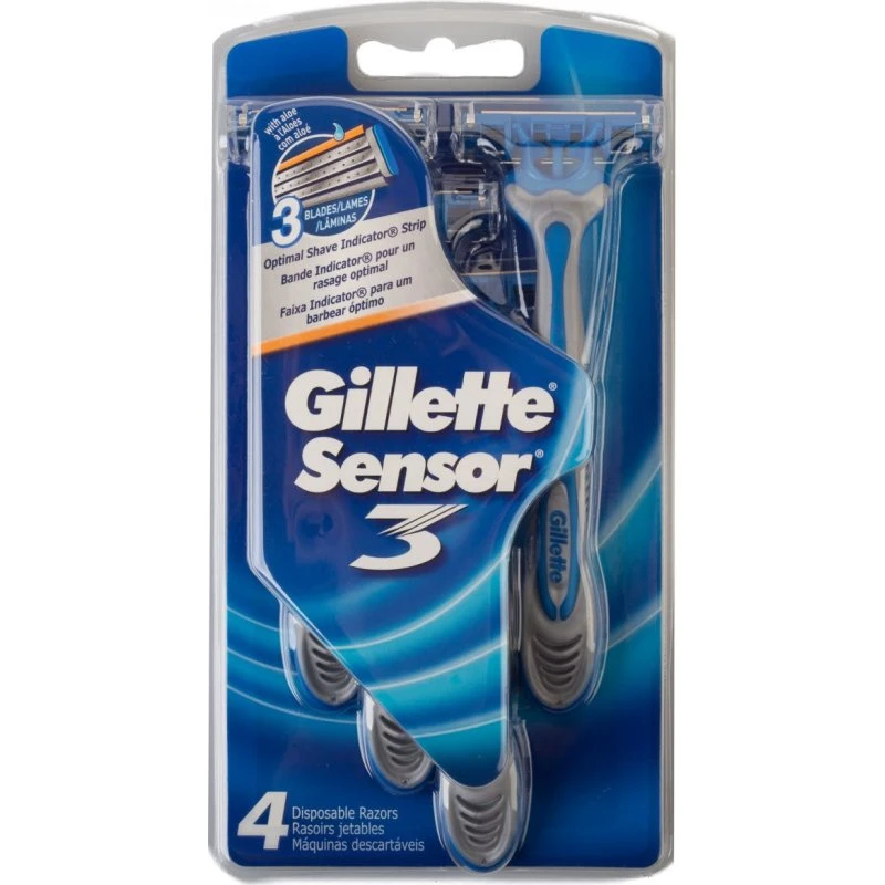Gillette Rasoir Jetable Sensor 3 - Pack de 4